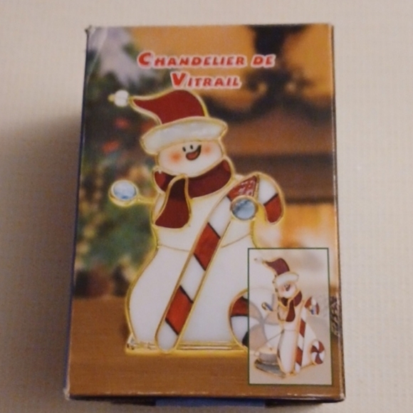 4/$40 Stained Glass Snowman Tea Light Holder (in Box) - Picture 5 of 6